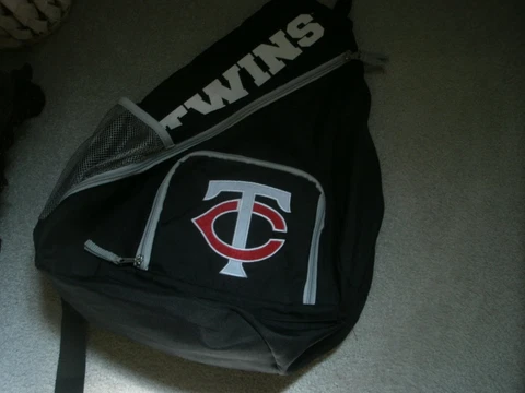 Used Minnesota Twins Navy Backpack/Multiple Zipper/21 1/2 Long X 15 Inches Wide Cover
