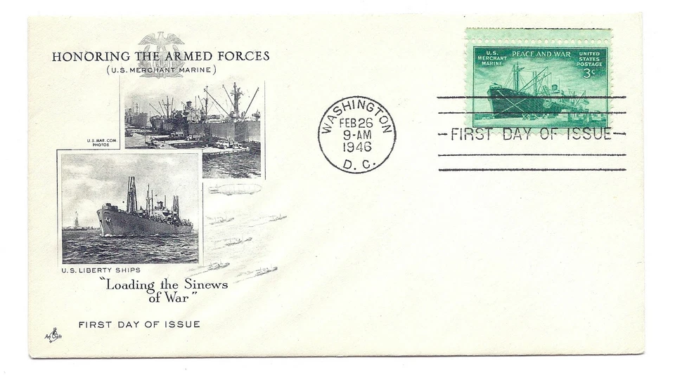 939 US Merchant Marine Artcraft  FDC - Image 1 of 1