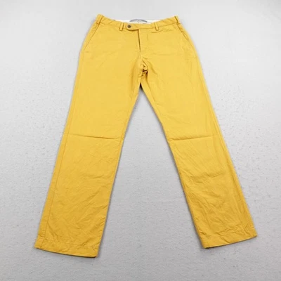 Pantalones chinos Suitsupply para hombre 30x29 amarillo mostaza Leomaster mezcla de lino Foto 1 de 4
