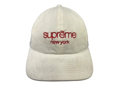 CHAPÉU DE VELUDO SUPREME NEW YORK branco/vermelho GORE-TEX IMPERMEÁVEL caminhada de chuva de beisebol - Imagem 1 de 4