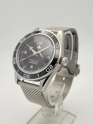 Custom James Bond SPECTRE Black Watch Seiko TMI NH35 Auto Movt 100m Milanese - Image 1 of 4