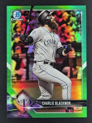 Charlie Blackmon 2018 Bowman cromo refractor verde 96/99 #79 Rockies Foto 1 de 2