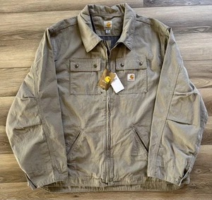 Y2K Carhartt Tan Ripstop Canvas Flint Chore Utility Jacket Size XXL - Picture 1 of 6