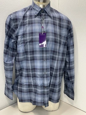 Ralph Lauren Etiqueta Púrpura Para Hombre Manga Larga Abotonada Algodón Cuadros Azul Marino *MUESTRA* Foto 1 de 4