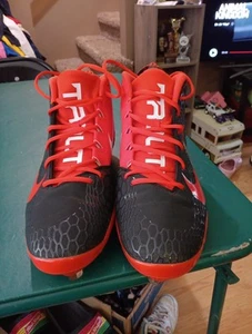 NIKE Force Zoom Trout 5 Black Orange Metal Spike Baseball Cleats Mens 14 - Picture 1 of 14