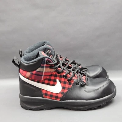 Nike Manoa Boots Shoes Youth Size 6Y Black Red Plaid Buffalo Outdoor AR1703-001 - Image 1 of 4