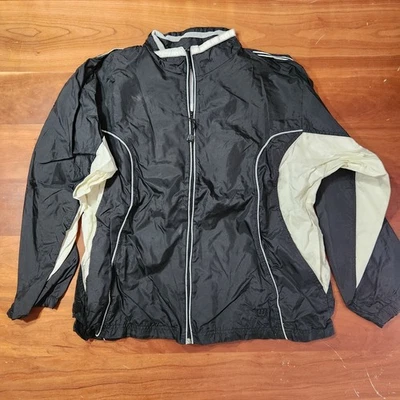 Vintage Wilson Tennis Black and White Zip-Up Windbreaker Jacket Size XL - Image 1 of 4