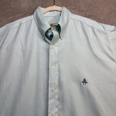 Мужская рубашка Paul Stuart на пуговицах с коротким рукавом светло-зеленый хлопок размер XL - Изображение 1 из 4