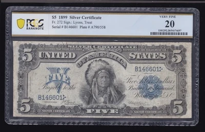 US 1899 $5 Chief Silver Certificate Note  FR 272 PCGS 20 VF (601) - Image 1 of 2