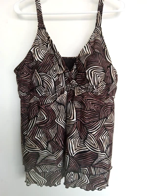 Plus 2X brown, beige, black tankini by Christina. Excellent condition - Image 1 of 4