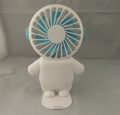 Small Blue Fan Portable Handheld Cartoon Body Desktop Laptop No USB Charge Cable - Image 1 of 4