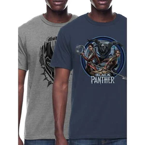 Black Panther T-Shirt Men's Size L Blue\Grey Short Sleeve Crew Neck Graphic - Picture 1 of 4