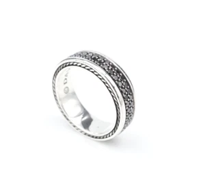 Cinturino due file David Yurman argento sterling diamante nero Streamline 7 mm RS3726 - Foto 1 di 4