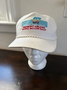 Vintage Piedmont Airlines 1987 Balloon Fest Hat White Cap Aviation Adjustable - Picture 1 of 7