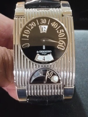 De GRISOGONO FG One Jump Hour GMT Retrograde Steel Alligator Watch  - Image 1 of 4