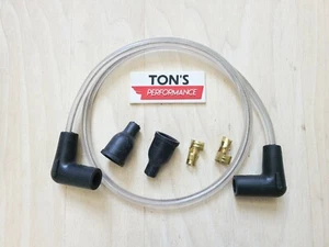 28" VINTAGE UNIVERSAL CLEAR SILICONE SPARK PLUG WIRE 7MM KIT COPPER CORE - Picture 1 of 2