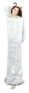 Kniestrümpfe Trachtenstrümpfe Dirndl Damen Weiß Rüschen + Satinschleife - Bild 1 von 2