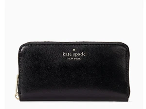 NEU Kate Spade Staci große Saffiano Leder Continental Geldbörse schwarz Neu mit Etikett - Bild 1 von 3