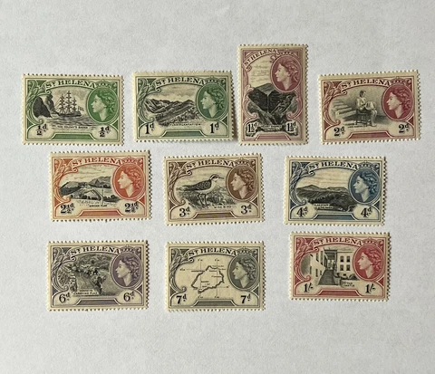 1953 ST. HELENA MH STAMPS #140-149 QUEEN ELIZABETH II PICTORIALS Cover