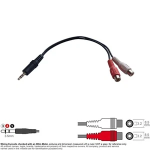 Adapter Audio 3.5mm 1/8" Stereo Male Plug 2 RCA Left Right Female Splitter Cable - Picture 1 of 2