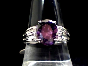 Purfect Purple Amethyst & Austrian Crystal Dazzler "18Kt" Wht. Gold Filled Sz. 9 - Picture 1 of 7
