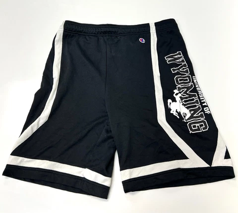 Vintage Champion University Of Wyoming Shorts Black Spell Out Men's S Cover
