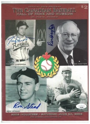 Tommy Lasorda Jon Hayter Ron Stead Canadian Baseball HOF Signed Program JSA - Image 1 of 2