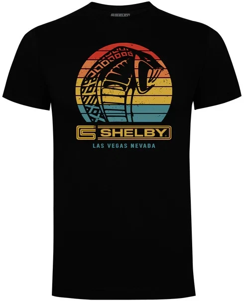 Camiseta gráfica manga curta logotipo pôr do sol Shelby Motors Vegas preta - Imagem 1 de 1