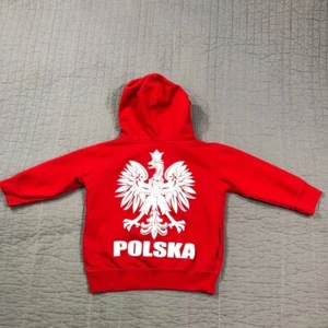 Rabbit Skins Polska Sweatshirt Boy 4 Girl Kid Red Poland Graphic Hoodie Pocket - Picture 1 of 24