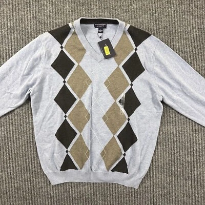 Suéter Roundtree and Yorke Para Hombre Talla L Cuello en V Negro Marrón Negro Nuevo Foto 1 de 4