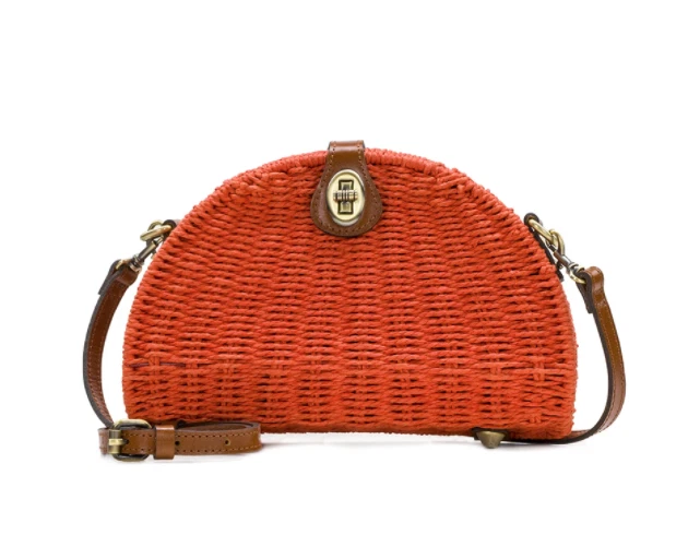 Patricia Nash Burnt Coral Bonella Mini Crossbody Spring Wicker B3117