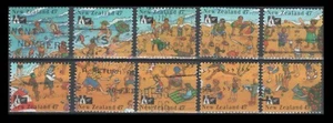 New Zealand 1248a-j Beach Cricket Booklet stamps (10 USED Stamps, 1994) - Picture 1 of 1