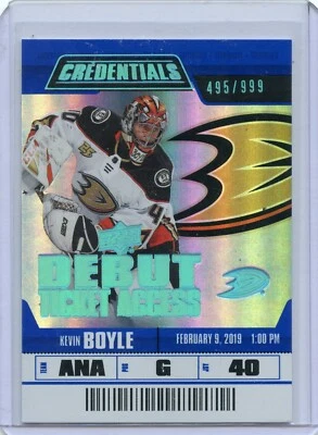  2019-20 Upper Deck Credentials #81 Kevin Boyle 495/999 RC - Image 1 of 2
