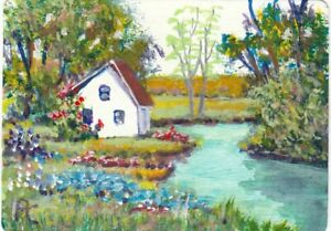 Aceo orig landscape painting #3-18 -5 by P Conyers