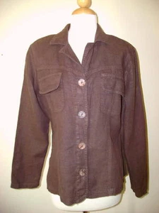 NUEVO XS Peso Medio Lino DISEÑO OCCIDENTAL CHAQUETA color MARRÓN CHOCOLATE - Imagen 1 de 1