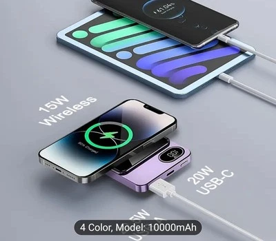 Magnetic power bank 10000mah Portable fast charger for i phone 12 to 16.  - Image 1 of 4