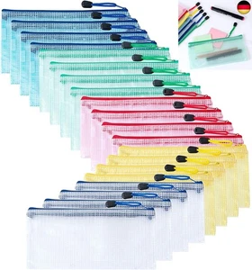 20 Stück A6 Zip Mesh Reißverschluss Beutel Federmäppchen, Reißverschluss Mesh Da - Bild 1 von 7
