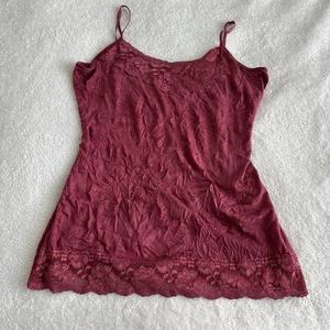 Maurices Y2K Crinkle Cami Tank Top XL Red Babydoll Lace Trim Fairy Soft Girl - Picture 1 of 9