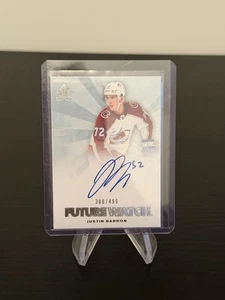 2021/22 UD SP Authentic Future Watch Auto Retro Justin Barron/499 Rookie FWA - Picture 1 of 2