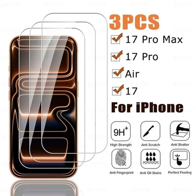 3Pcs For iPhone 17 Pro Max Full Cover Tempered Glass iPhone17 Phone Air 17Pro Au - image 1 of 4