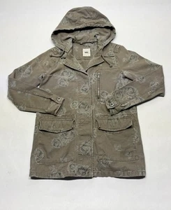Vans Brown Floral Button Front Chore Pocket Hooded Jacket Size S Grunge Faded - Picture 1 of 23