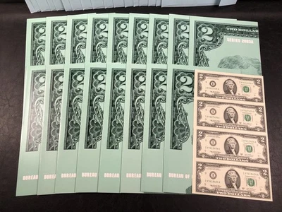 18x 2003A $2 Dollar Uncut Sheet Of 4 Uncirculated Federal Reserve Notes - CRISP - Image 1 of 4