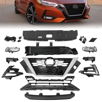 For Nissan Sentra 2020-2022 Grilles Radiator Shutter Brackets Fog Lights Bezels - Image 1 of 4