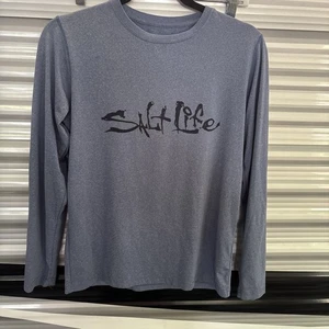 Salt Life Youth Large Long Sleeve Fishing Shirt Sun Protection Blue - Picture 1 of 7