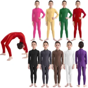 Kids Girls Long Sleeves Gymnastics Leotard Ballet Jumpsuit Dancewear Costume - Picture 1 of 142