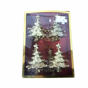 LENOX Holiday Noel Christmas Tree Gold Tone Napkin Rings Box Set of 8 - Picture 1 of 4