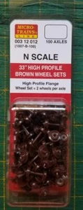 N Micro Trains 003 12 012 (1007-B-100) 33" Hgh Profile Brown Wheel Sets 100 - Picture 1 of 1