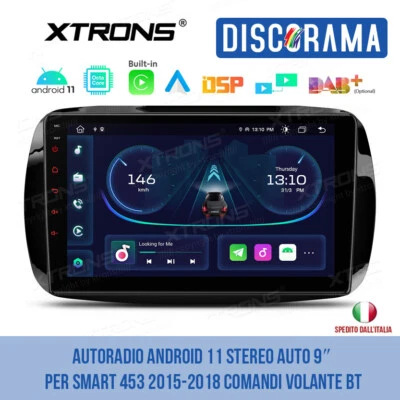 AUTORADIO ANDROID 11 STEREO AUTO 9" PER SMART 453 2015-2018 COMANDI VOLANTE BT - Immagine 1 di 4