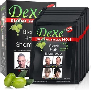 Dexe Black Hair Shampoo 5 minutes Instant Dye Hair Darkening Long Lasting UK - Picture 1 of 14