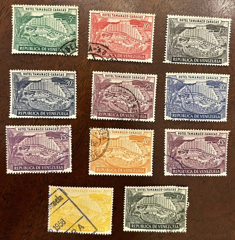 Venezuela: 1957-58 Complete set of 11 used,. SC# 692-702. Lot # 10-07305 Cover